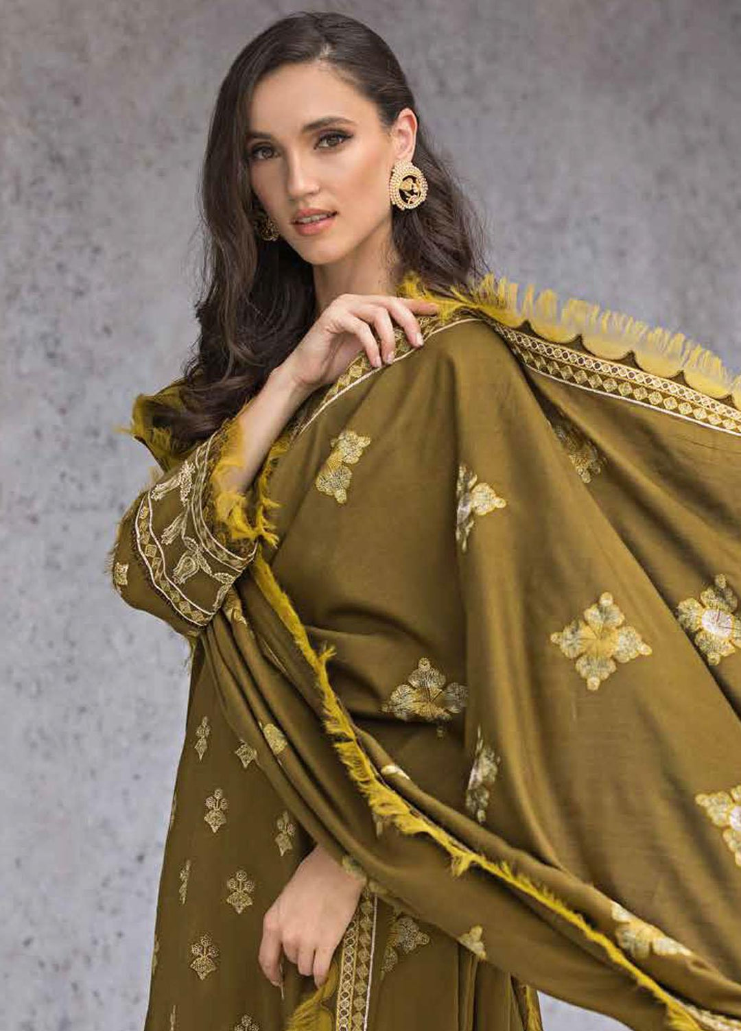 Gul Ahmed Embroidered Pashmina Suits Unstitched 3 Piece GA23WL AP-32073 - Winter Collection
