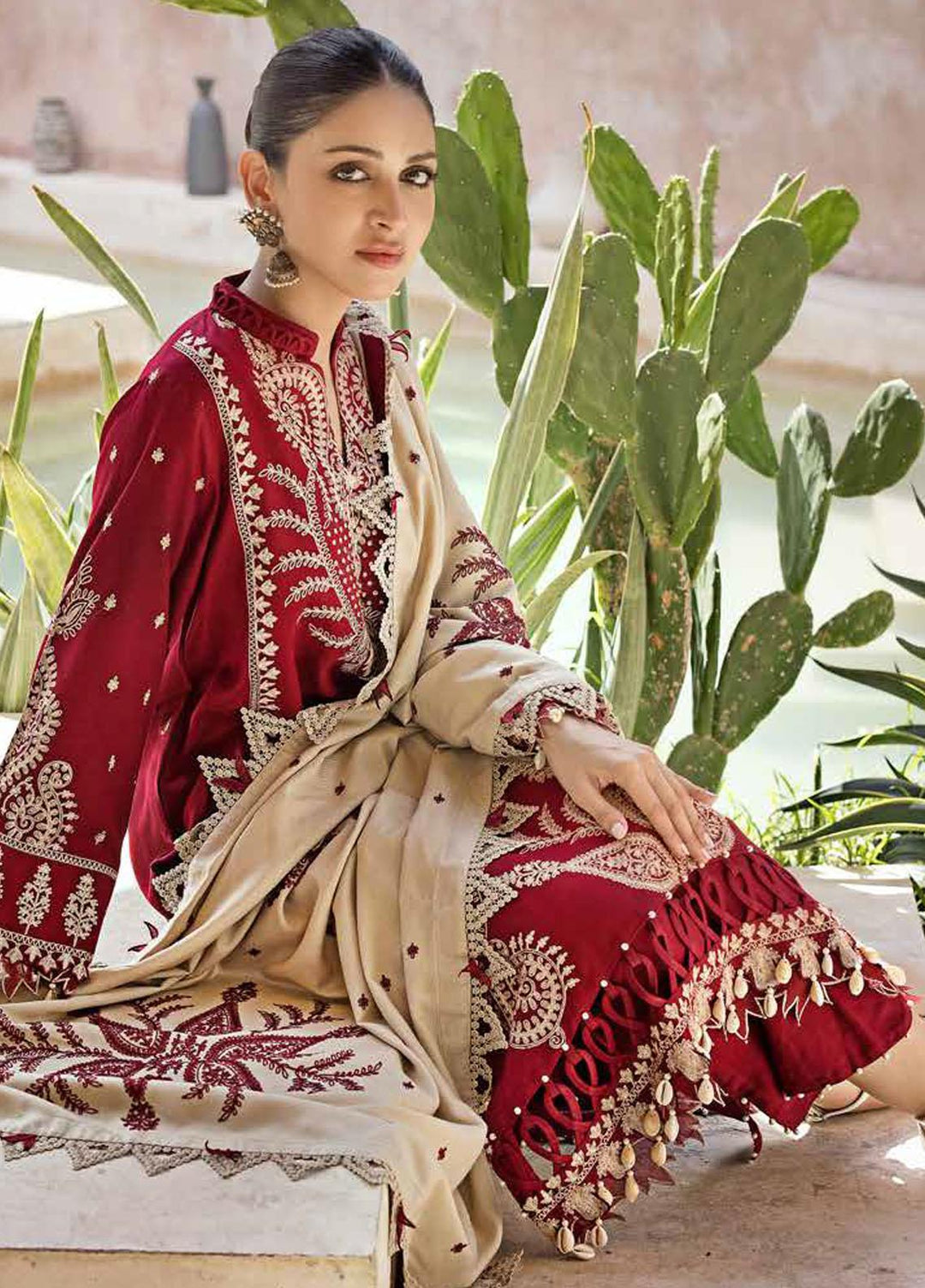 Gul Ahmed Embroidered Pashmina Suits Unstitched 3 Piece GA23WL AP-32042 - Winter Collection