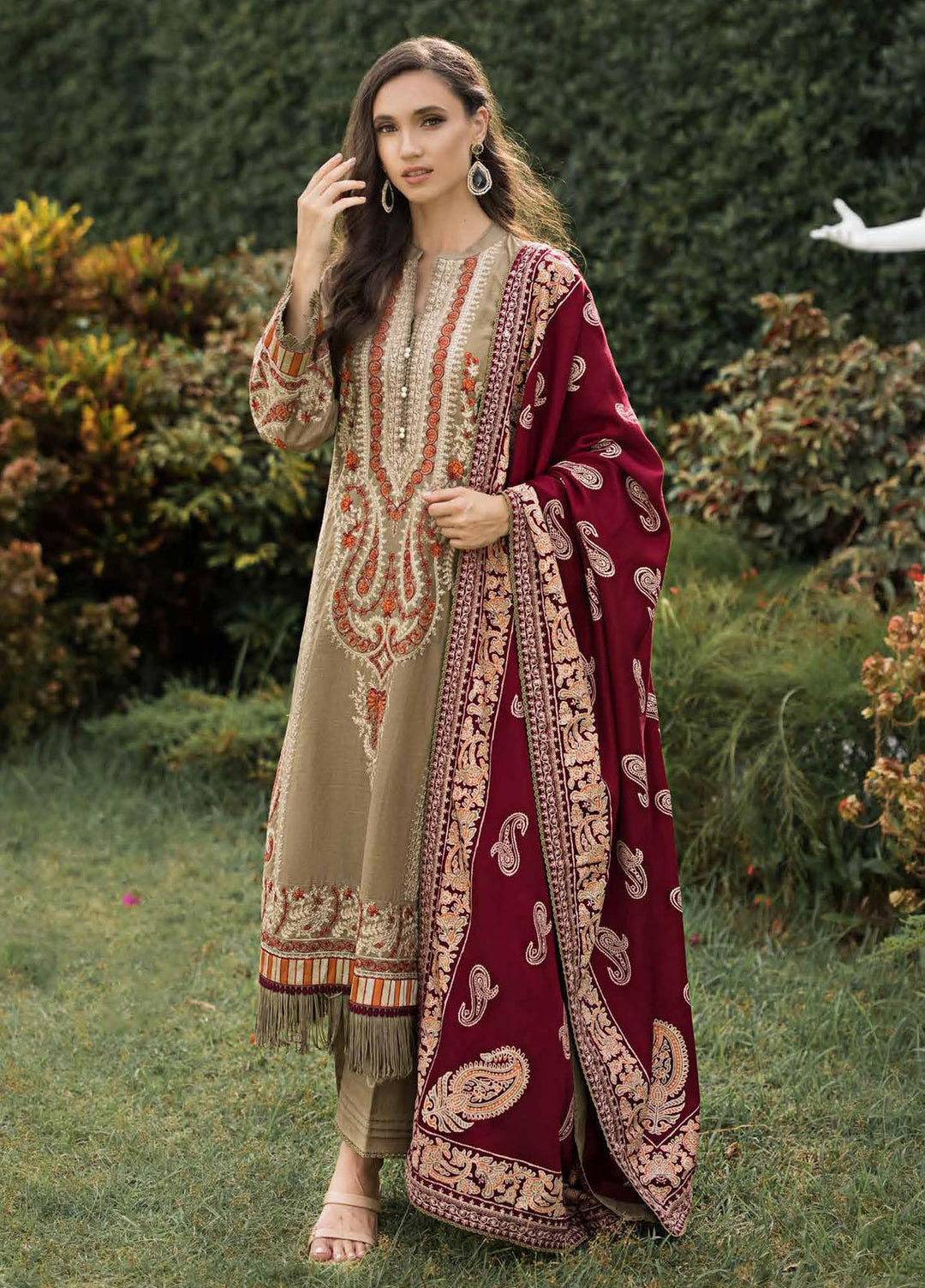 Gul Ahmed Embroidered Khaddar Suits Unstitched 3 Piece GA23WL AP-32050 - Winter Collection