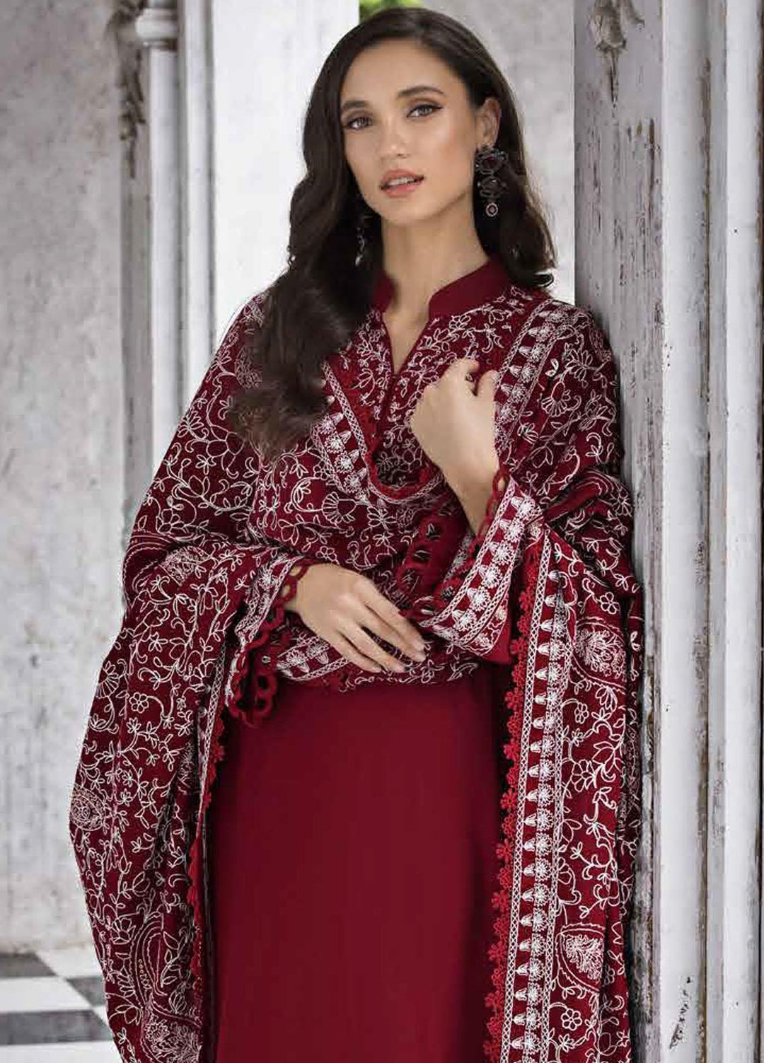 Gul Ahmed Embroidered Pashmina Suits Unstitched 3 Piece GA23WL AP-32066 - Winter Collection