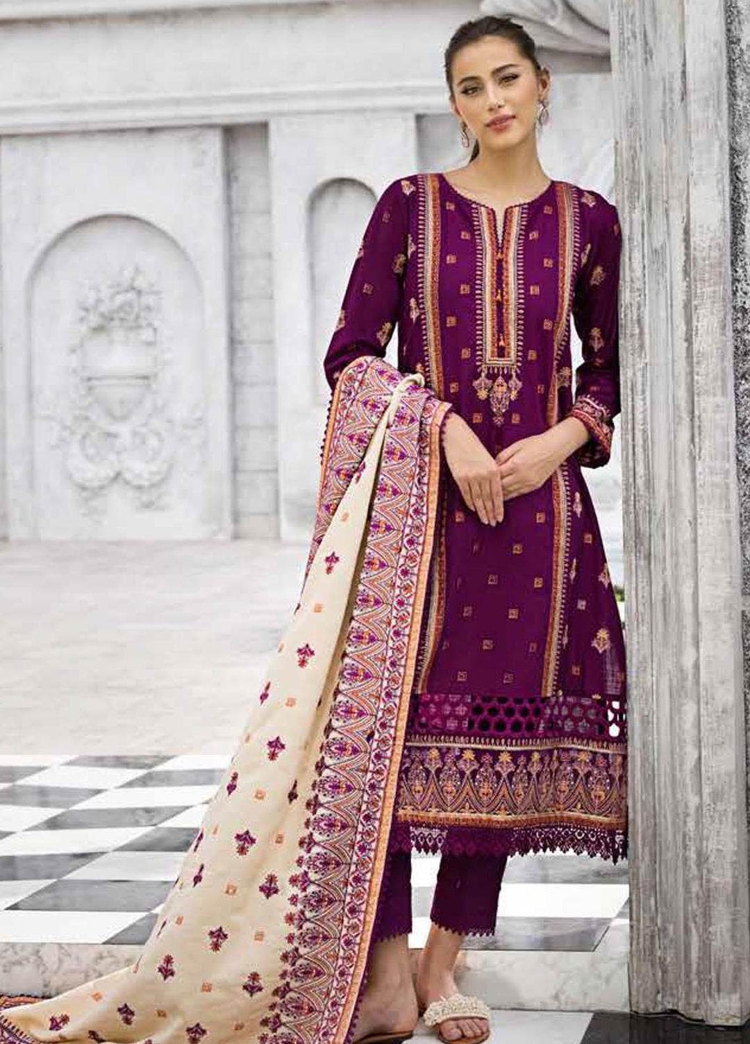 Gul Ahmed Embroidered Khaddar Suits Unstitched 3 Piece GA23WL AP-32064 - Winter Collection