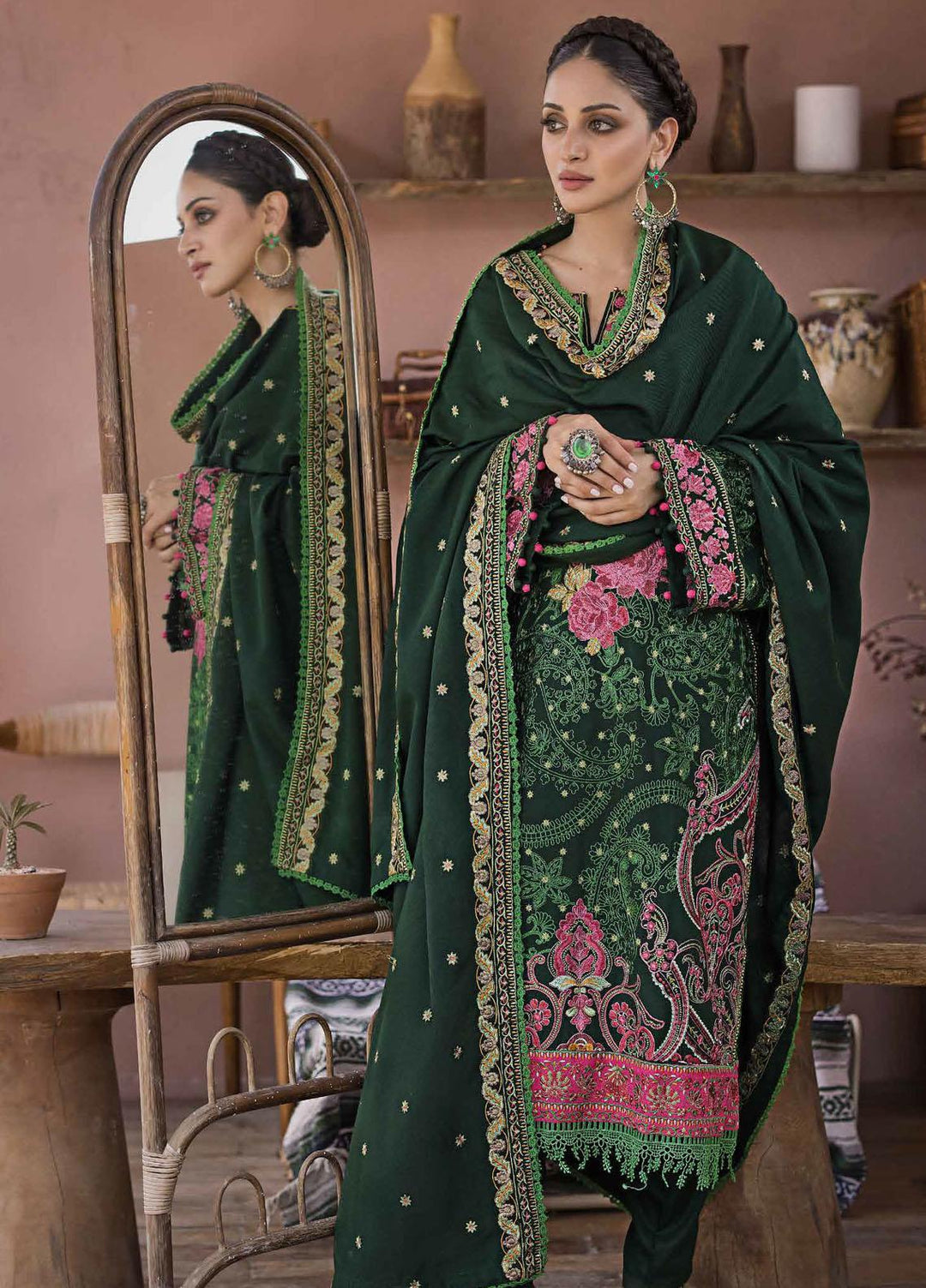 Gul Ahmed Embroidered Pashmina Suits Unstitched 3 Piece GA23WL AP-32045 - Winter Collection