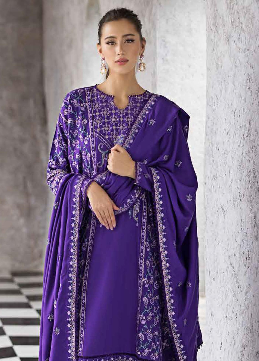 Gul Ahmed Embroidered Pashmina Suits Unstitched 3 Piece GA23WL AP-32054 - Winter Collection