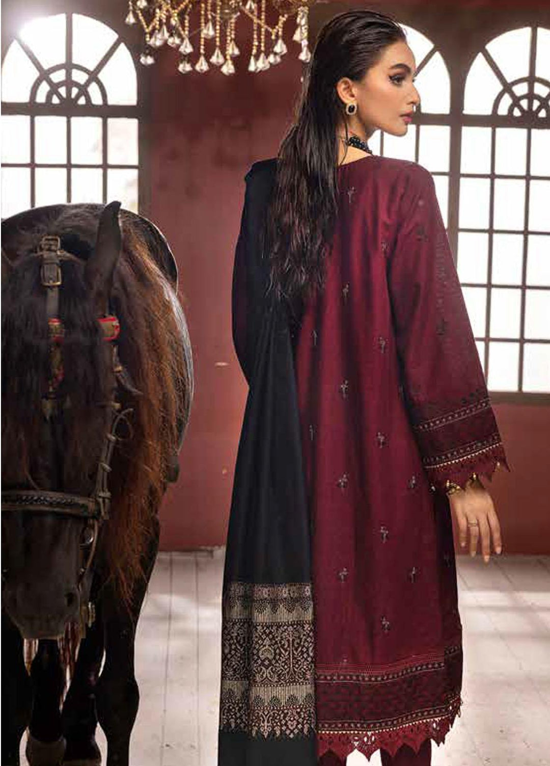 Gul Ahmed Embroidered Khaddar Suits Unstitched 3 Piece GA23WL AP-32085 - Winter Collection
