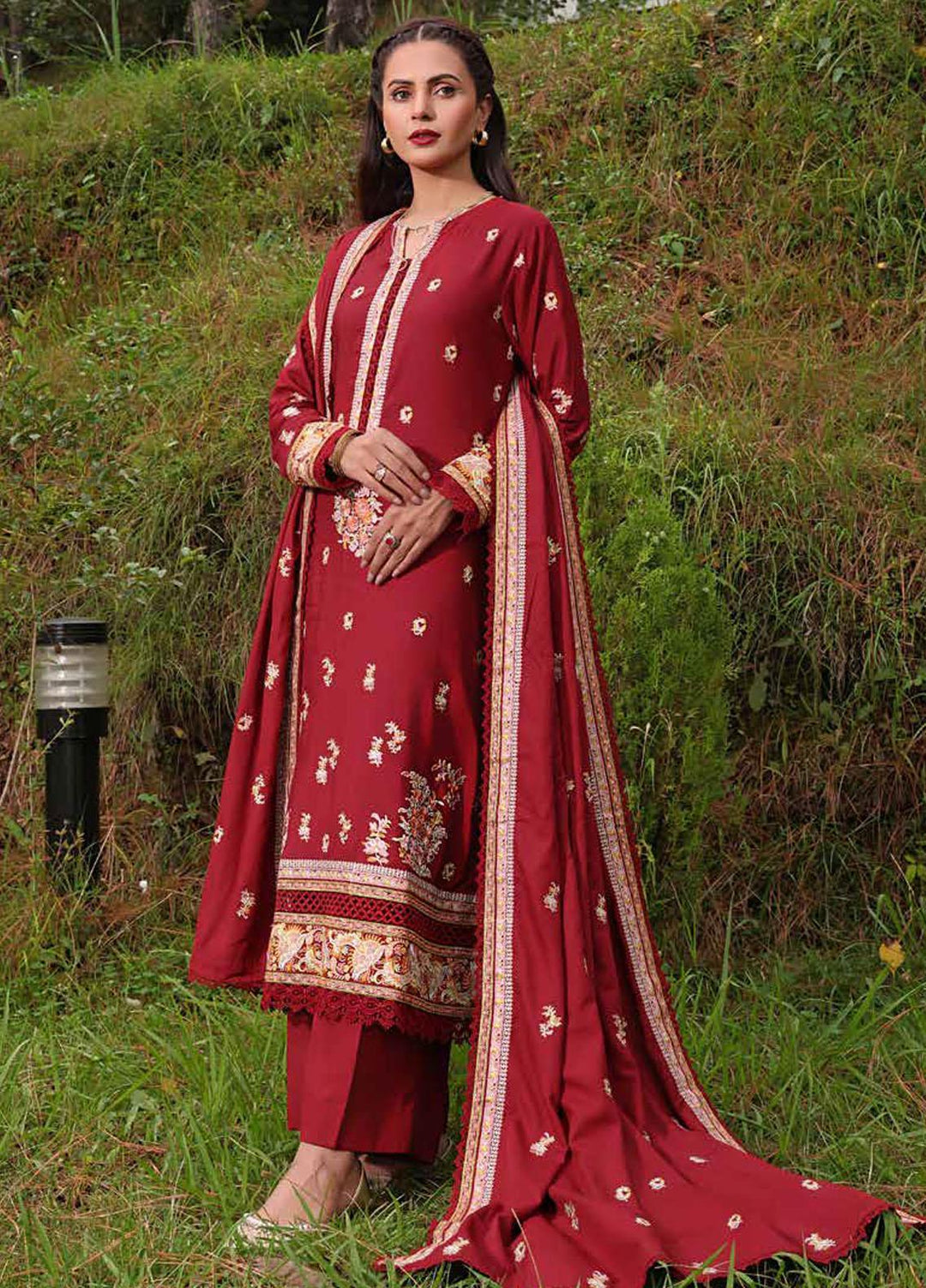 Gul Ahmed Embroidered Linen Suits Unstitched 3 Piece GA23WL LT-32012 - Winter Collection