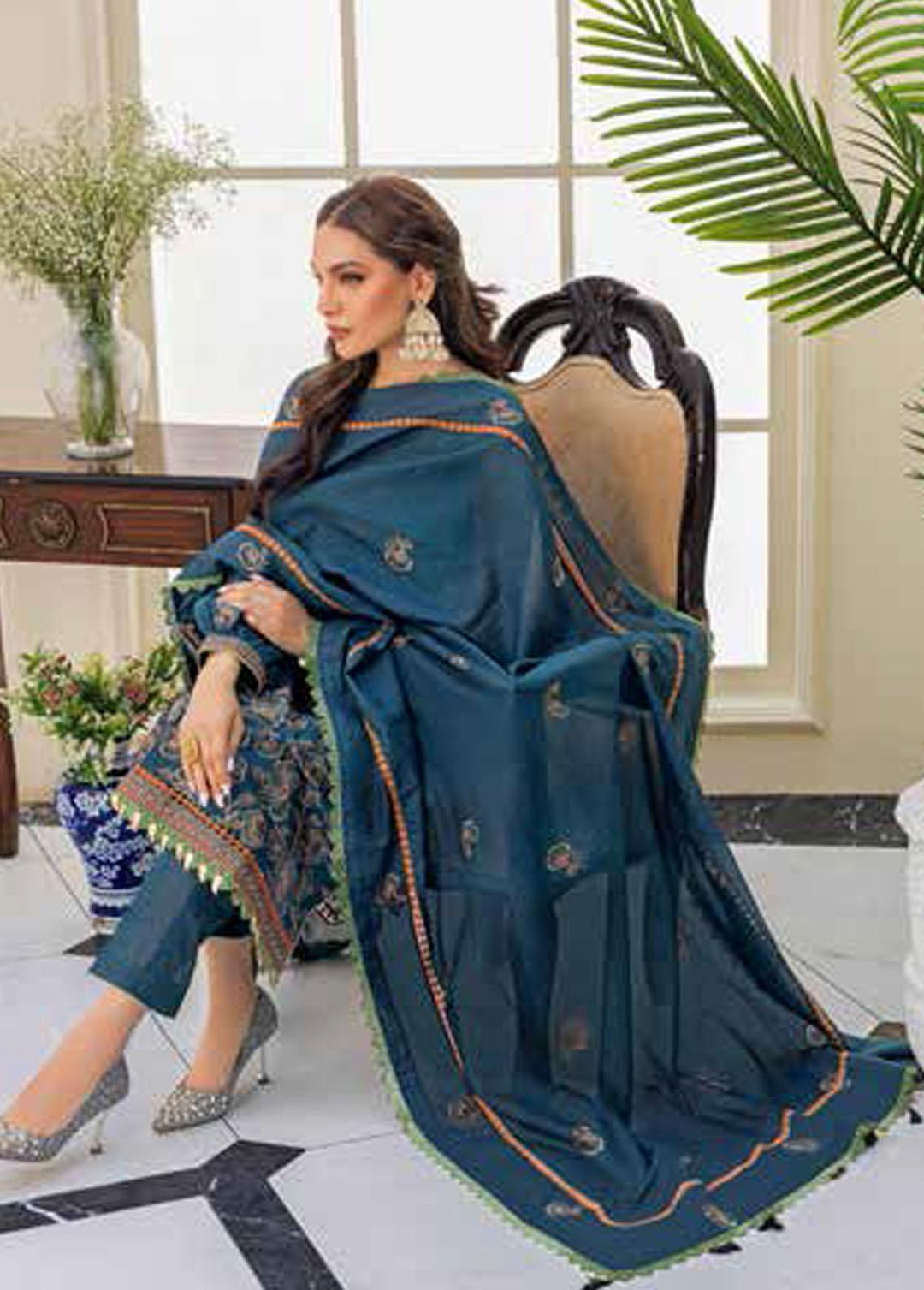 Gul Ahmed Embroidered Karandi Suits Unstitched 3 Piece GA22UW AY-22006 - Winter Collection