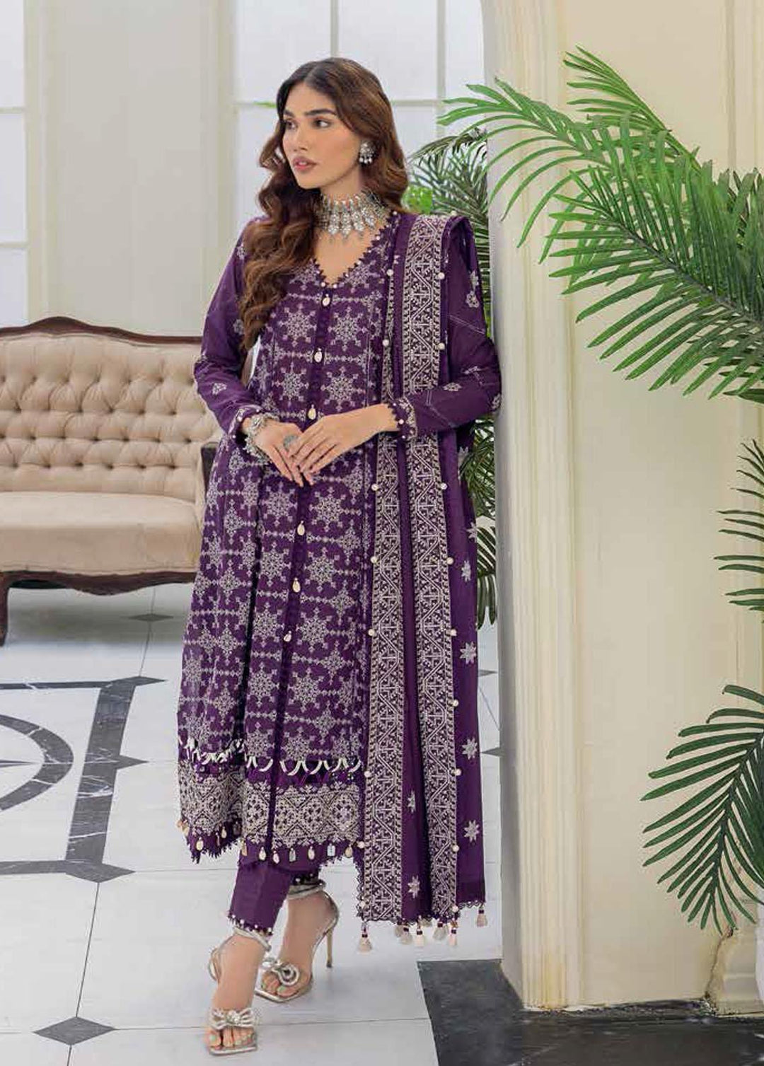 Gul Ahmed Embroidered Karandi Suits Unstitched 3 Piece GA22UW AY-22016 - Winter Collection