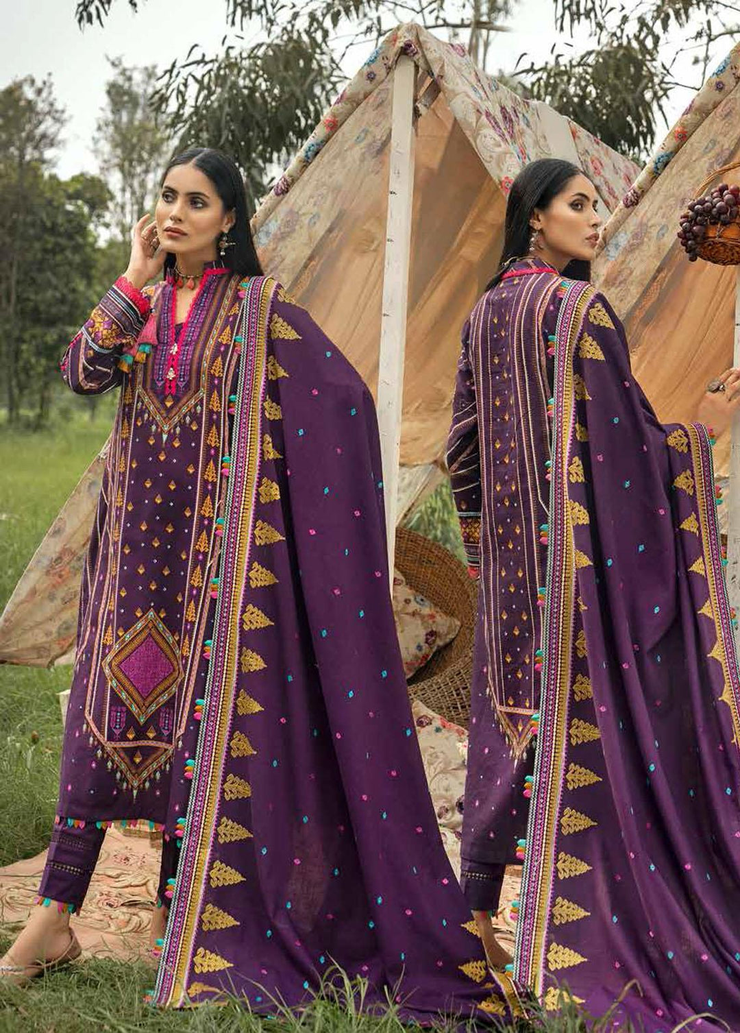 Gul Ahmed Embroidered Khaddar Suits Unstitched 3 Piece GA22UW K-22050 - Winter Collection