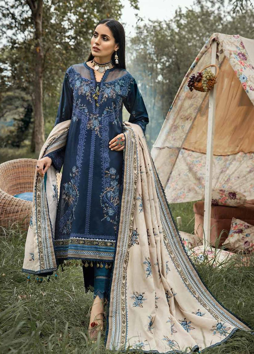 Gul Ahmed Embroidered Khaddar Suits Unstitched 3 Piece GA22UW K-22064 - Winter Collection