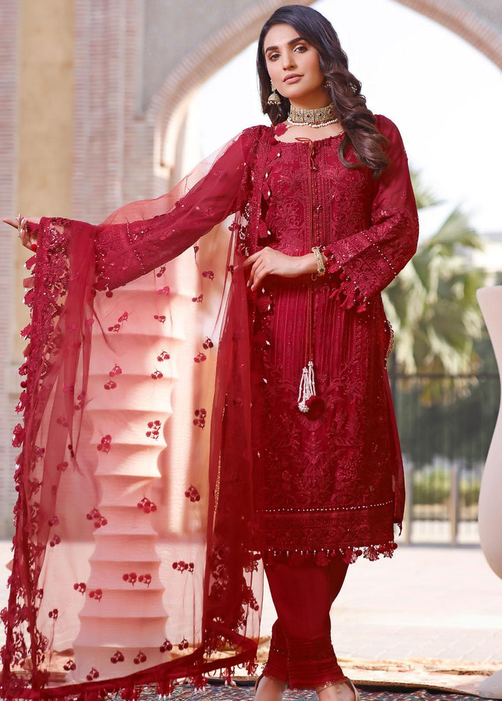 Gul-e-Mehnaaz By Hadia Eman Embroidered Chiffon Suits Unstitched 3 Piece HE22GM HEC-04 - Luxury Collection