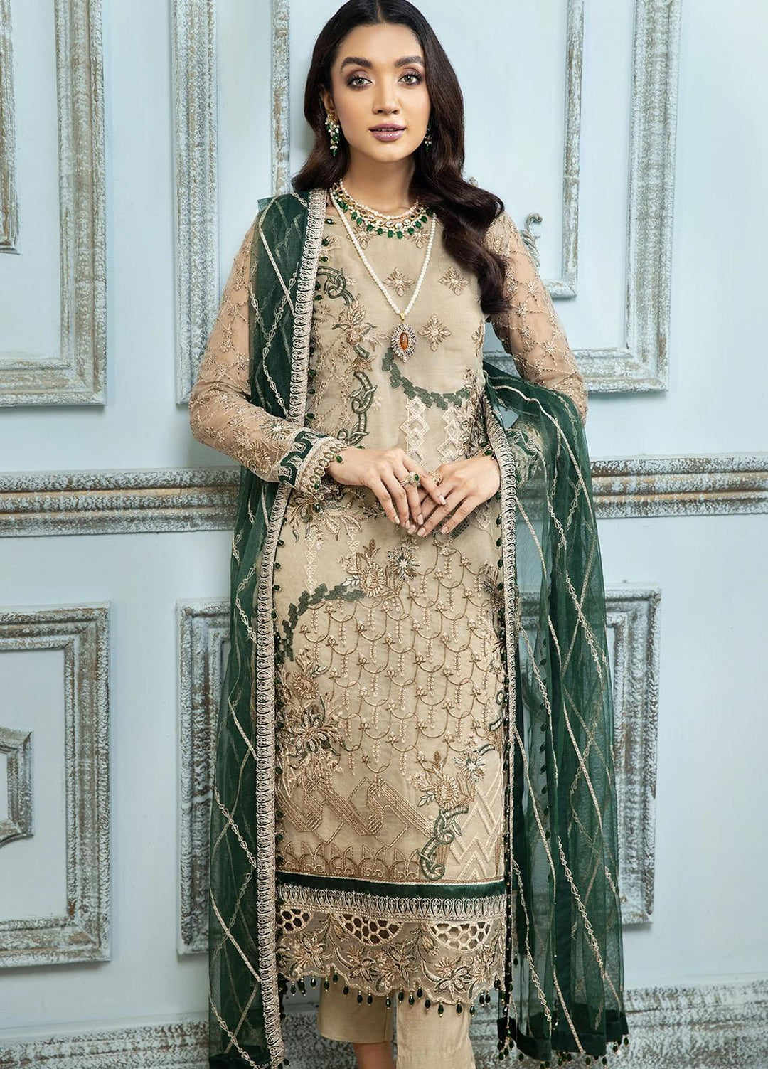 Gul Meera by House of Nawab Embroidered Organza Suits Unstitched 3 Piece HON21GM 04 GULALI - Luxury Formals Collection