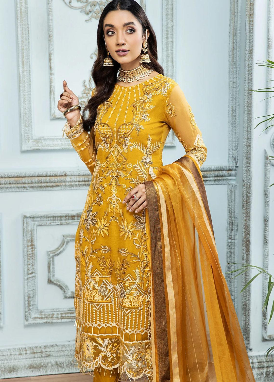 Gul Meera by House of Nawab Embroidered Organza Suits Unstitched 3 Piece HON21GM 06 FAATIN - Luxury Formals Collection