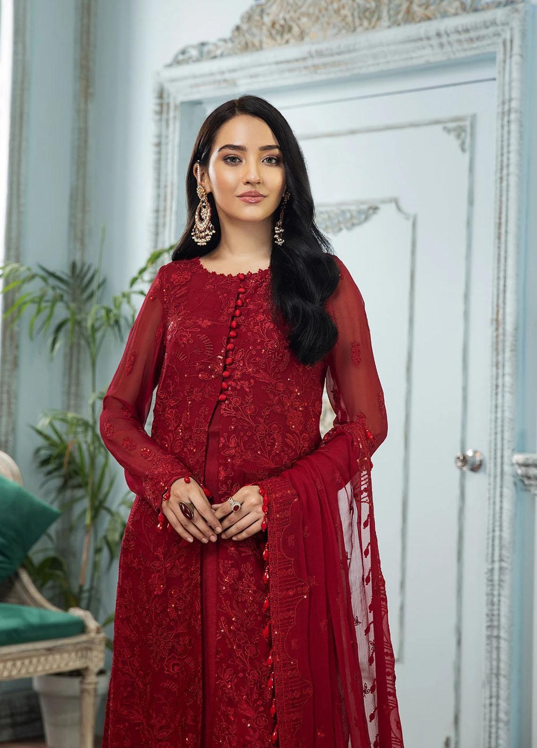 Gul Meera by House of Nawab Embroidered Chiffon Suits Unstitched 3 Piece HON21GM 08 MAAHUM - Luxury Formals Collection