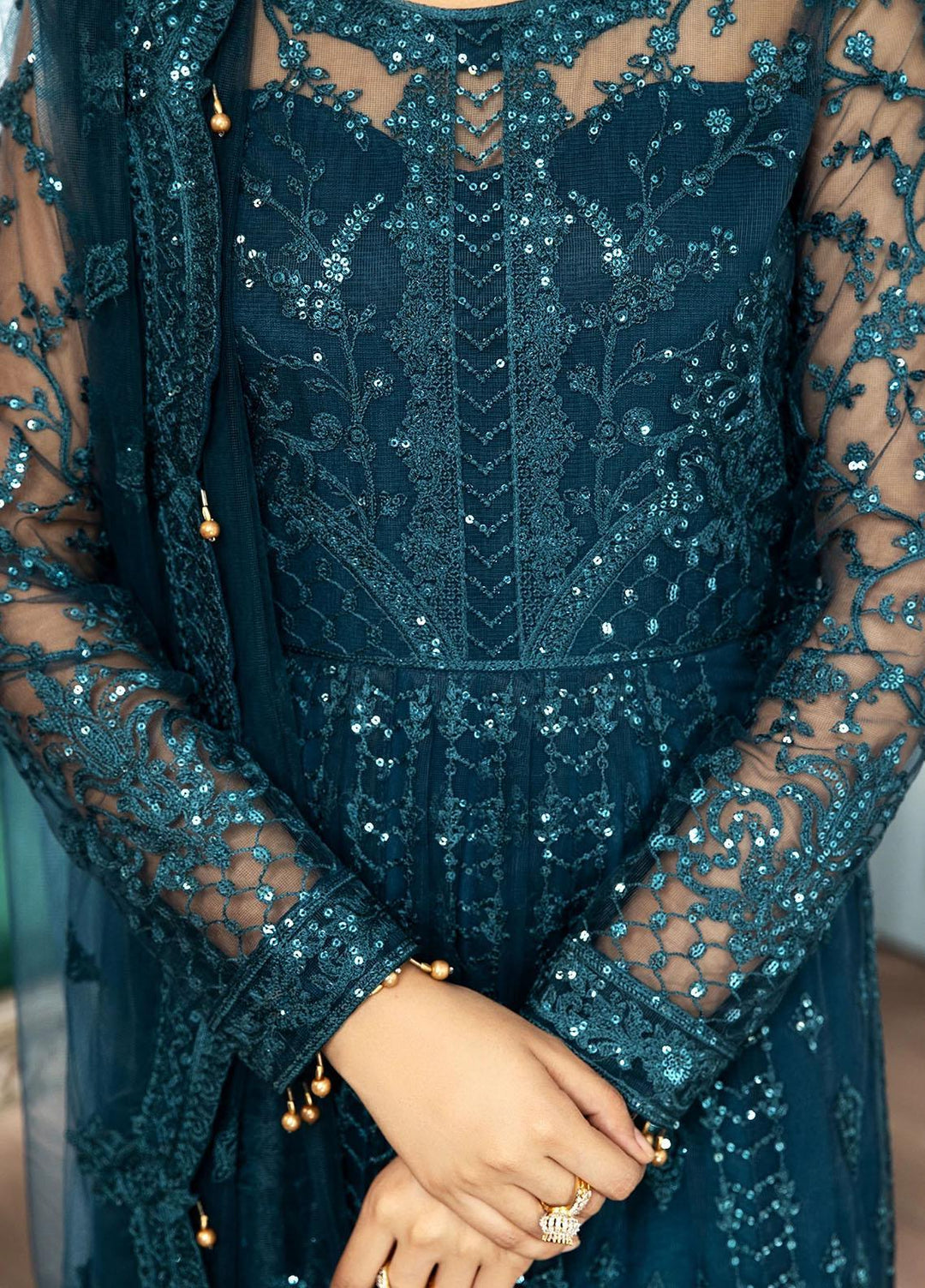 Gul Meera by House of Nawab Embroidered Net Suits Unstitched 3 Piece HON21GM 09 SABUHI - Luxury Formals Collection