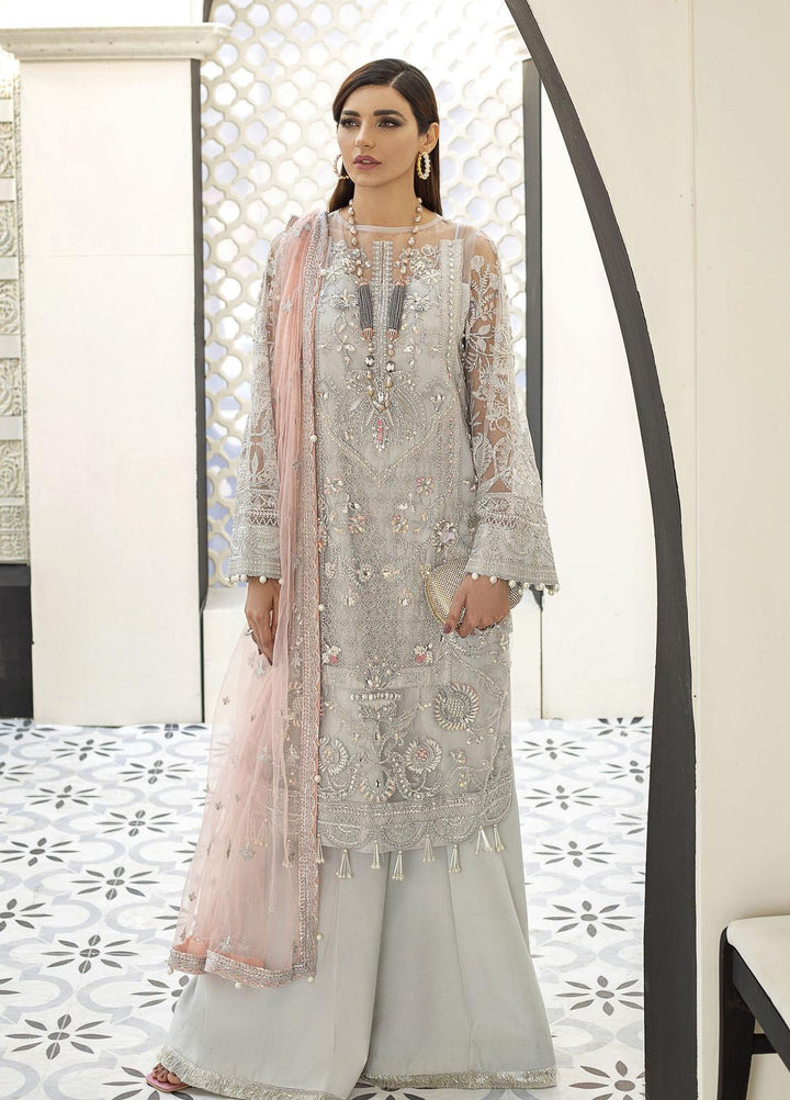 Gulaal Embroidered Net Suits Unstitched 3 Piece GL21E D-02 AMELIE - Luxury Collection