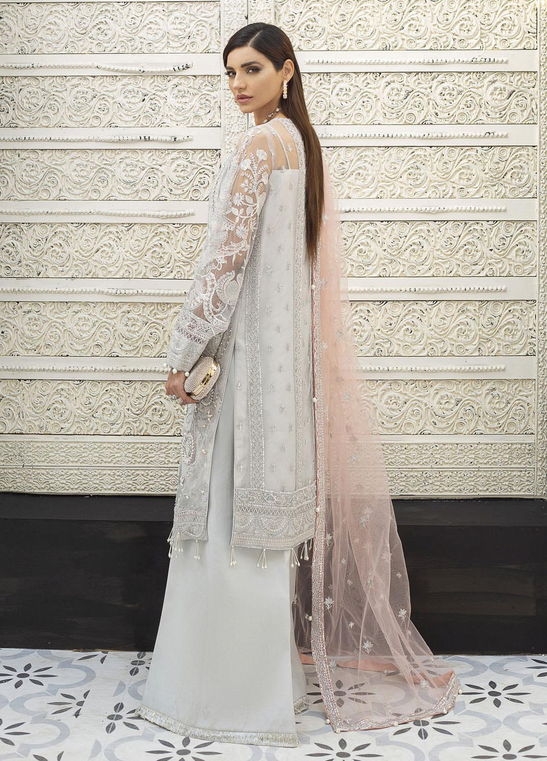 Gulaal Embroidered Net Suits Unstitched 3 Piece GL21E D-02 AMELIE - Luxury Collection