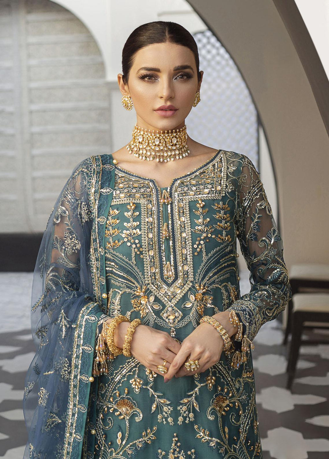 Gulaal Embroidered Net Suits Unstitched 3 Piece GL21E D-04 ARIA - Luxury Collection