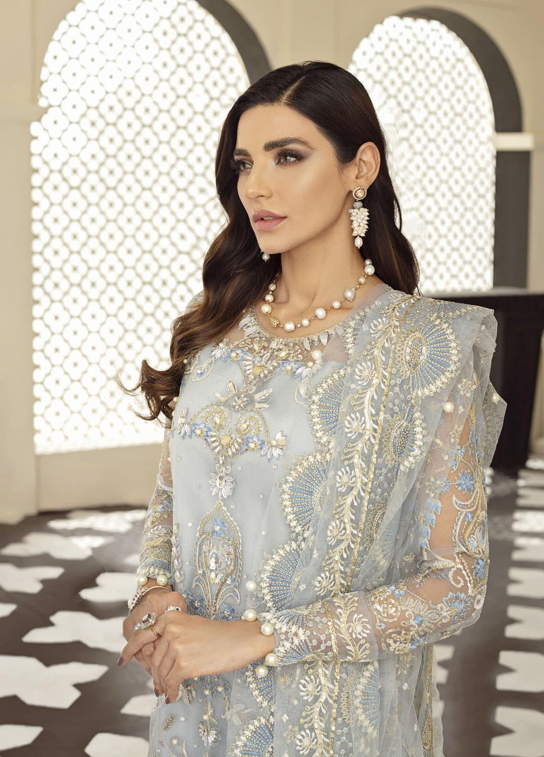 Gulaal Embroidered Net Suits Unstitched 3 Piece GL21E D-06 LAYLA - Luxury Collection