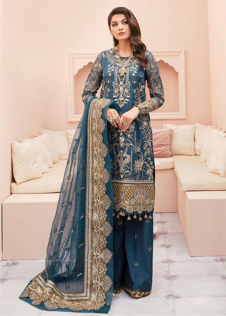 Gulaal Embroidered Organza Suits Unstitched 4 Piece GL22E 02 Rahmeen - Luxury Formals Collection