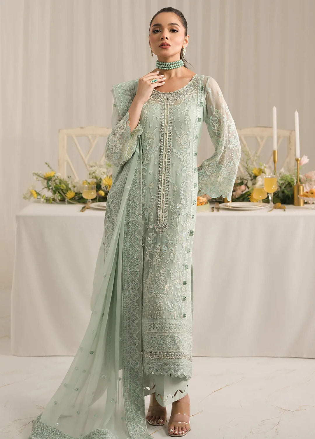 Gulaal Embroidered Chiffon Suit Unstitched 4 Piece GL24EC GL-EC-24V2-02 Jade - Luxury Collection