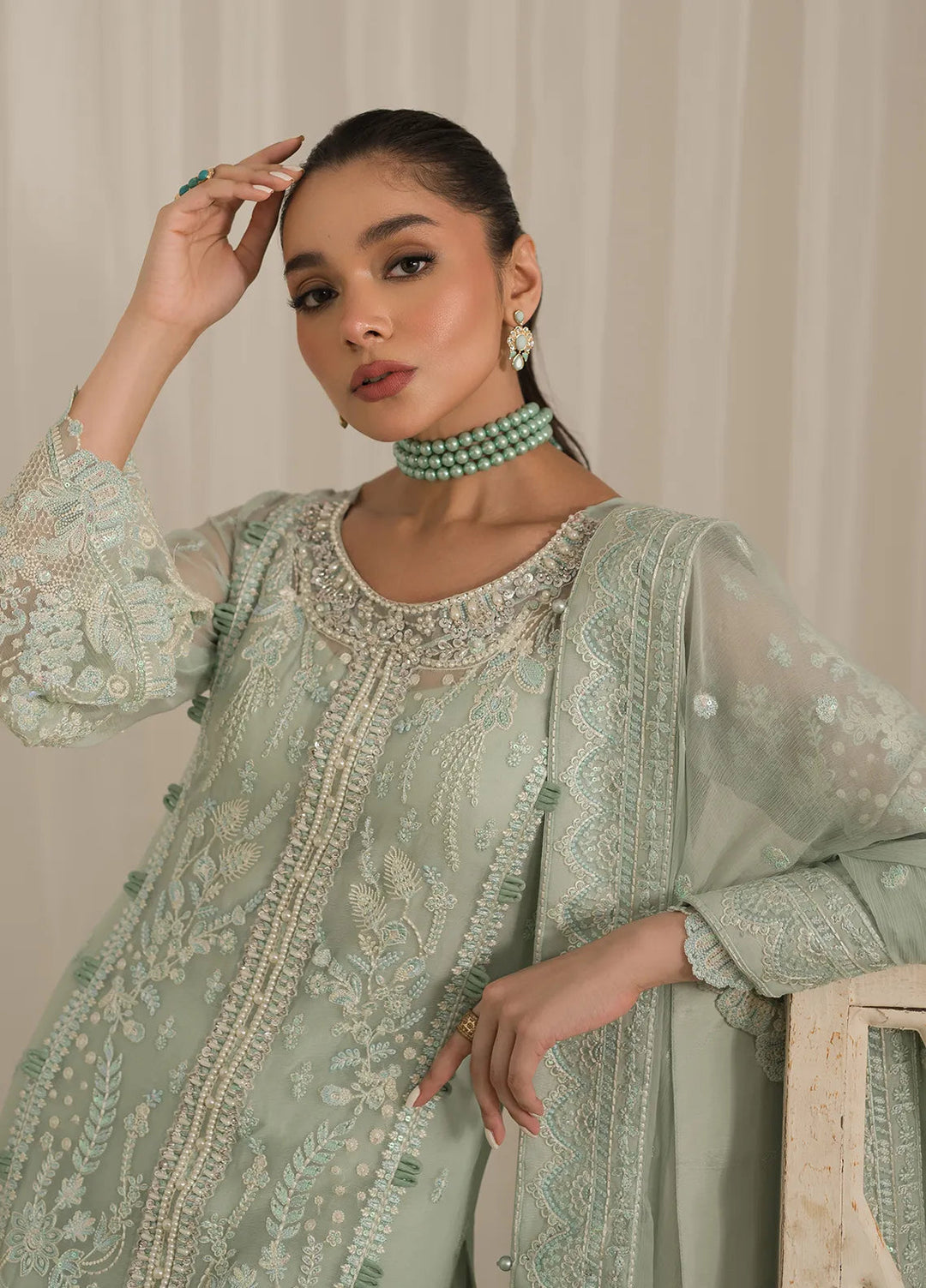 Gulaal Embroidered Chiffon Suit Unstitched 4 Piece GL24EC GL-EC-24V2-02 Jade - Luxury Collection
