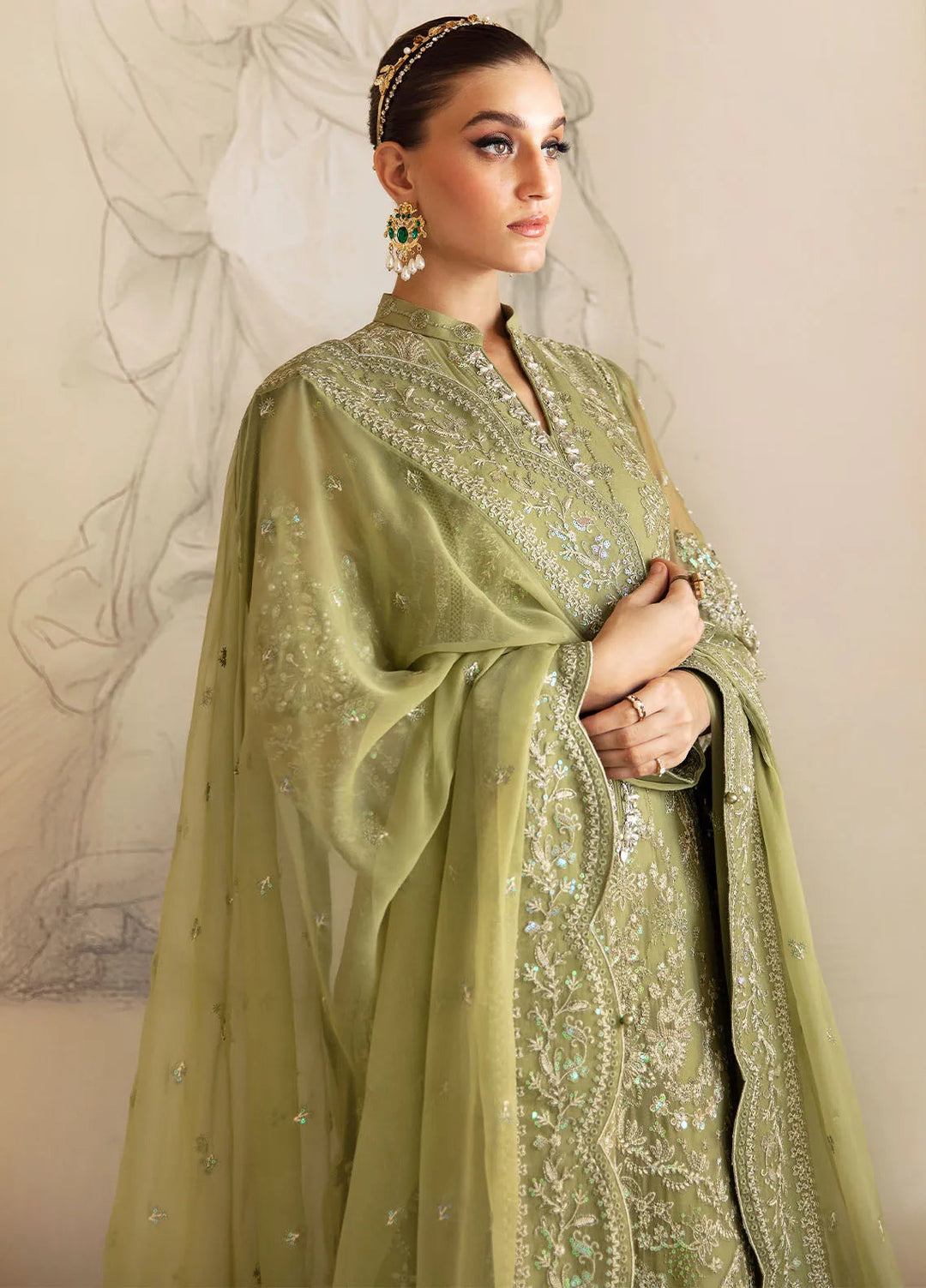 Gulaal Embroidered Chiffon Suit Unstitched 4 Piece GL24EC GL-EC-24V2-05 Almendra - Luxury Collection