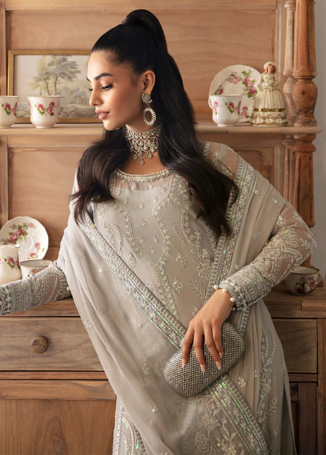 Gulaal Embroidered Chiffon Suit Unstitched 4 Piece GL24EC GL-EC-24V2-08 Aubrey - Luxury Collection