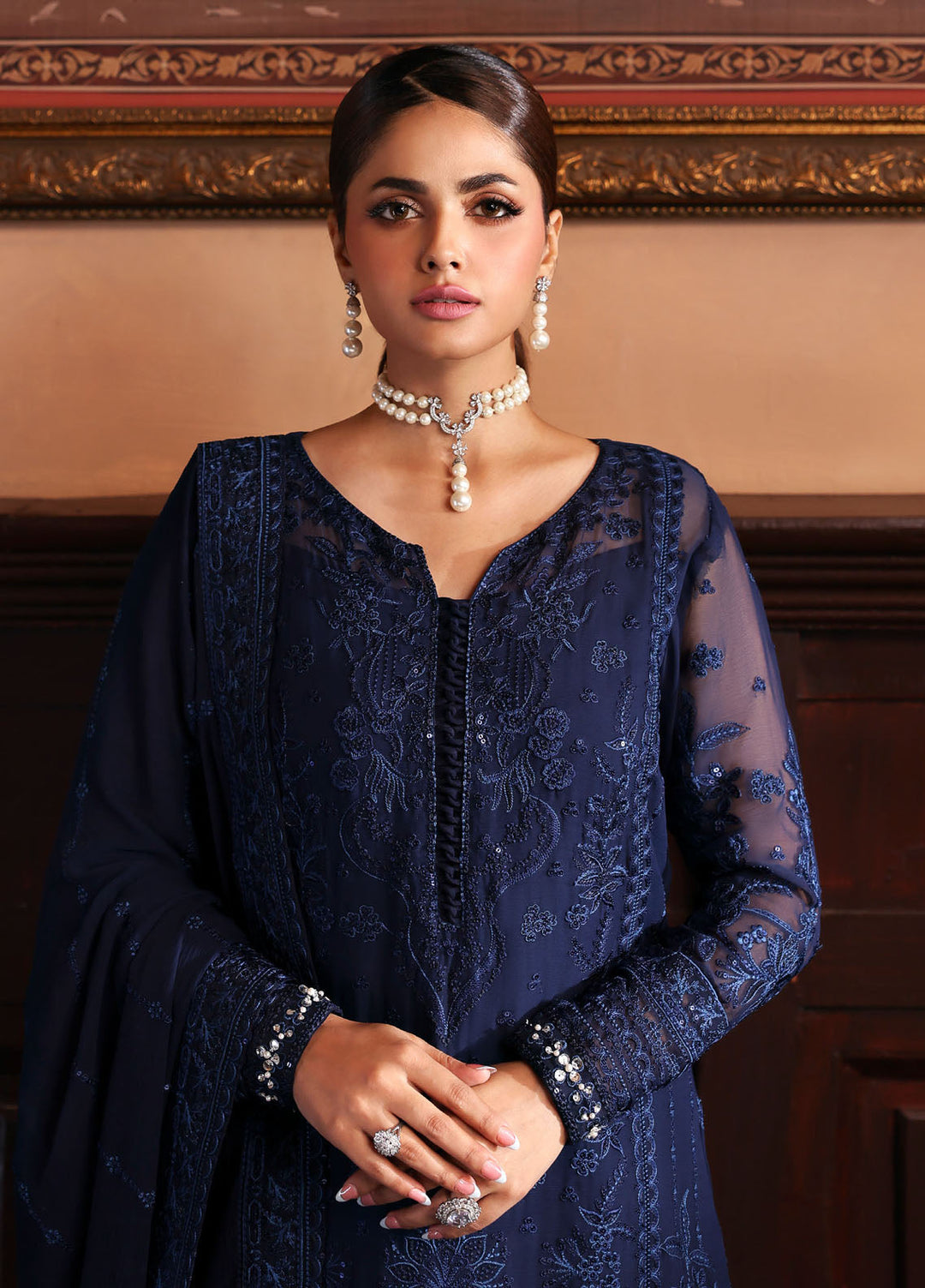 Gulaal Embroidered Chiffon Suits Unstitched 3 Piece GL25EU D-33 Leesha - Formals Collection