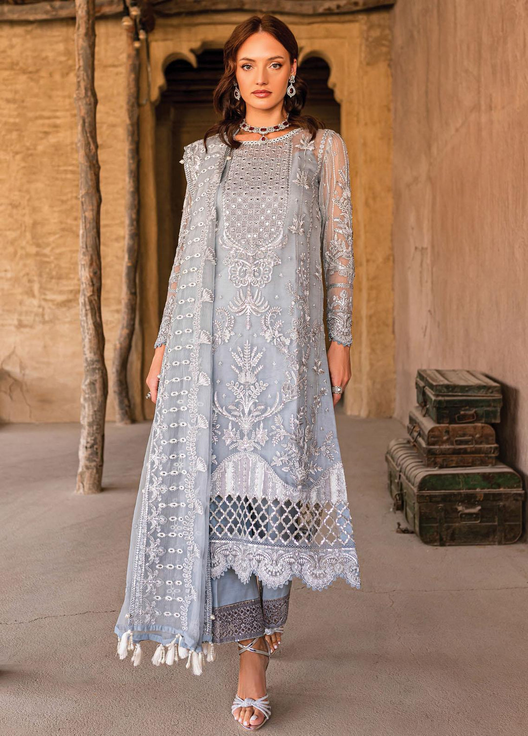 Gulaal Embroidered Chiffon Suits Unstitched 3 Piece GL22C 04 Samarah - Luxury Collection