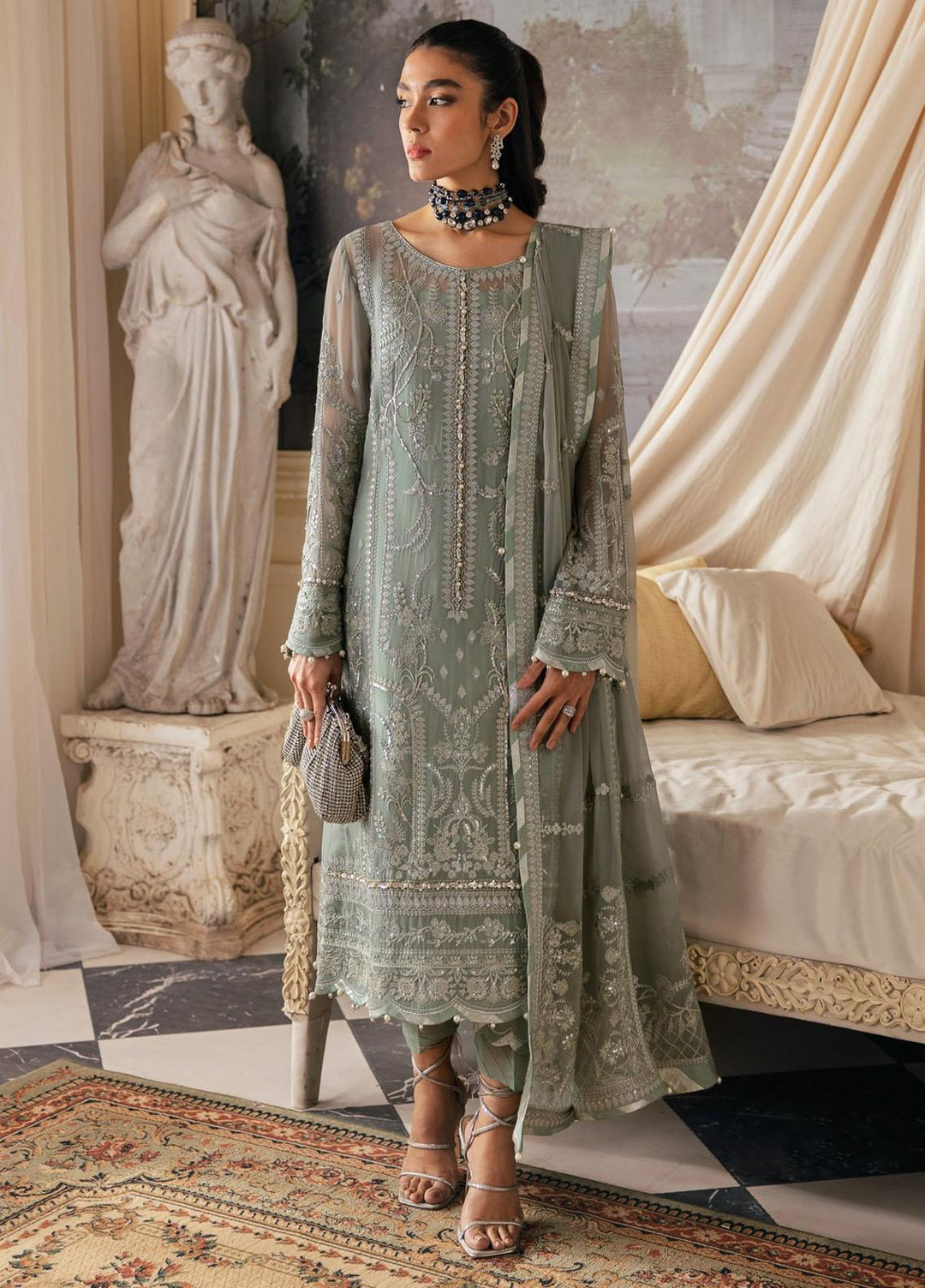 Gulaal Embroidered Chiffon Suits Unstitched 4 Piece GL23EC-V2 Amayah - Luxury Collection