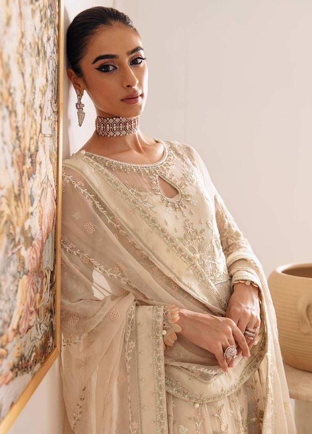 Gulaal Embroidered Chiffon Suits Unstitched 4 Piece GL23ELC GL-EC-23V1-01 ROYALE - Luxury Collection