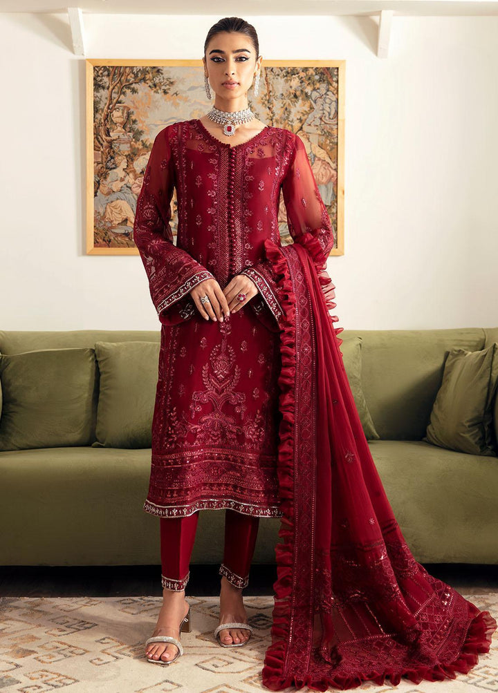 Gulaal Embroidered Chiffon Suits Unstitched 4 Piece GL23ELC GL-EC-23V1-02 RUBY - Luxury Collection