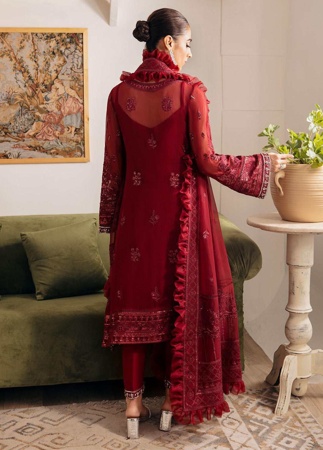 Gulaal Embroidered Chiffon Suits Unstitched 4 Piece GL23ELC GL-EC-23V1-02 RUBY - Luxury Collection