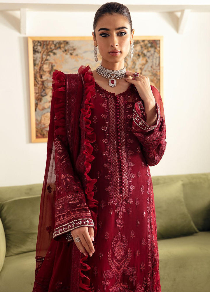 Gulaal Embroidered Chiffon Suits Unstitched 4 Piece GL23ELC GL-EC-23V1-02 RUBY - Luxury Collection