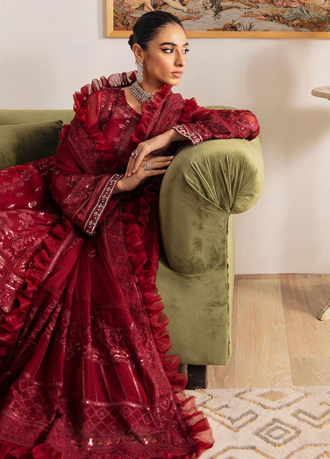 Gulaal Embroidered Chiffon Suits Unstitched 4 Piece GL23ELC GL-EC-23V1-02 RUBY - Luxury Collection