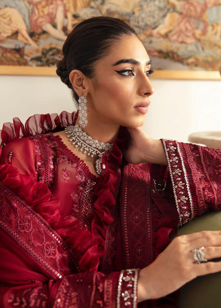 Gulaal Embroidered Chiffon Suits Unstitched 4 Piece GL23ELC GL-EC-23V1-02 RUBY - Luxury Collection