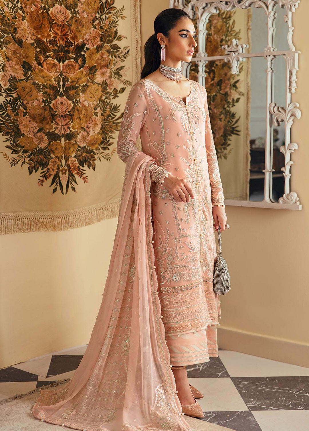 Gulaal Embroidered Chiffon Suits Unstitched 4 Piece GL23ELC GL-EC-23V1-03 ROSALIE - Luxury Collection