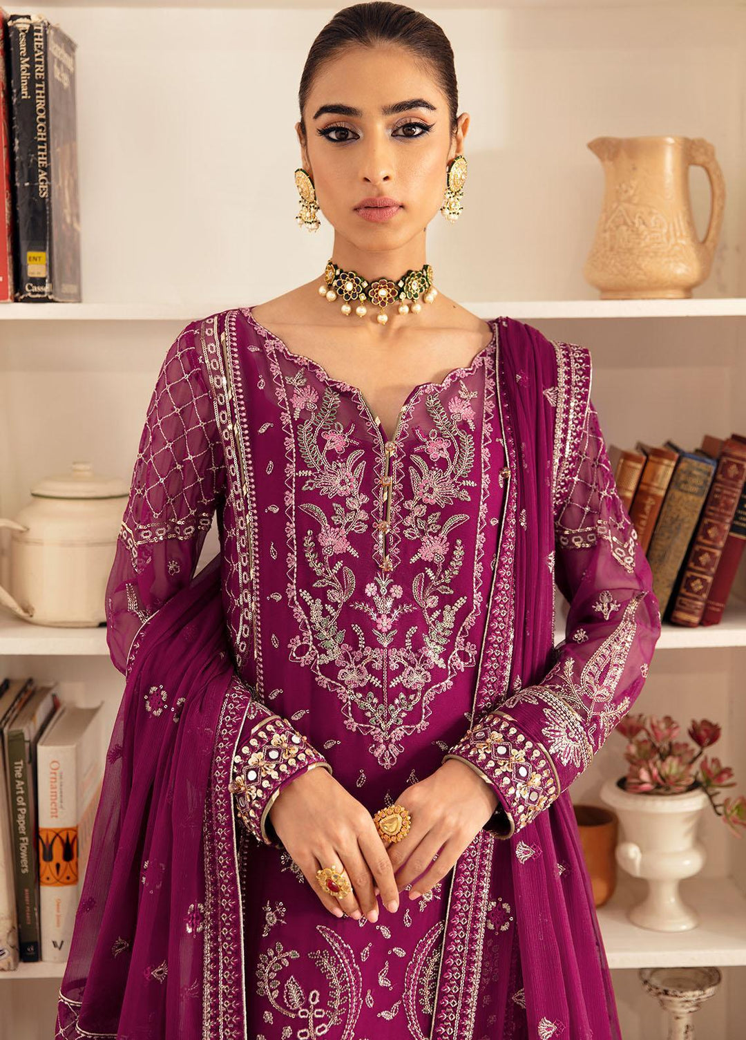 Gulaal Embroidered Chiffon Suits Unstitched 4 Piece GL23ELC GL-EC-23V1-04 ROHEEN - Luxury Collection