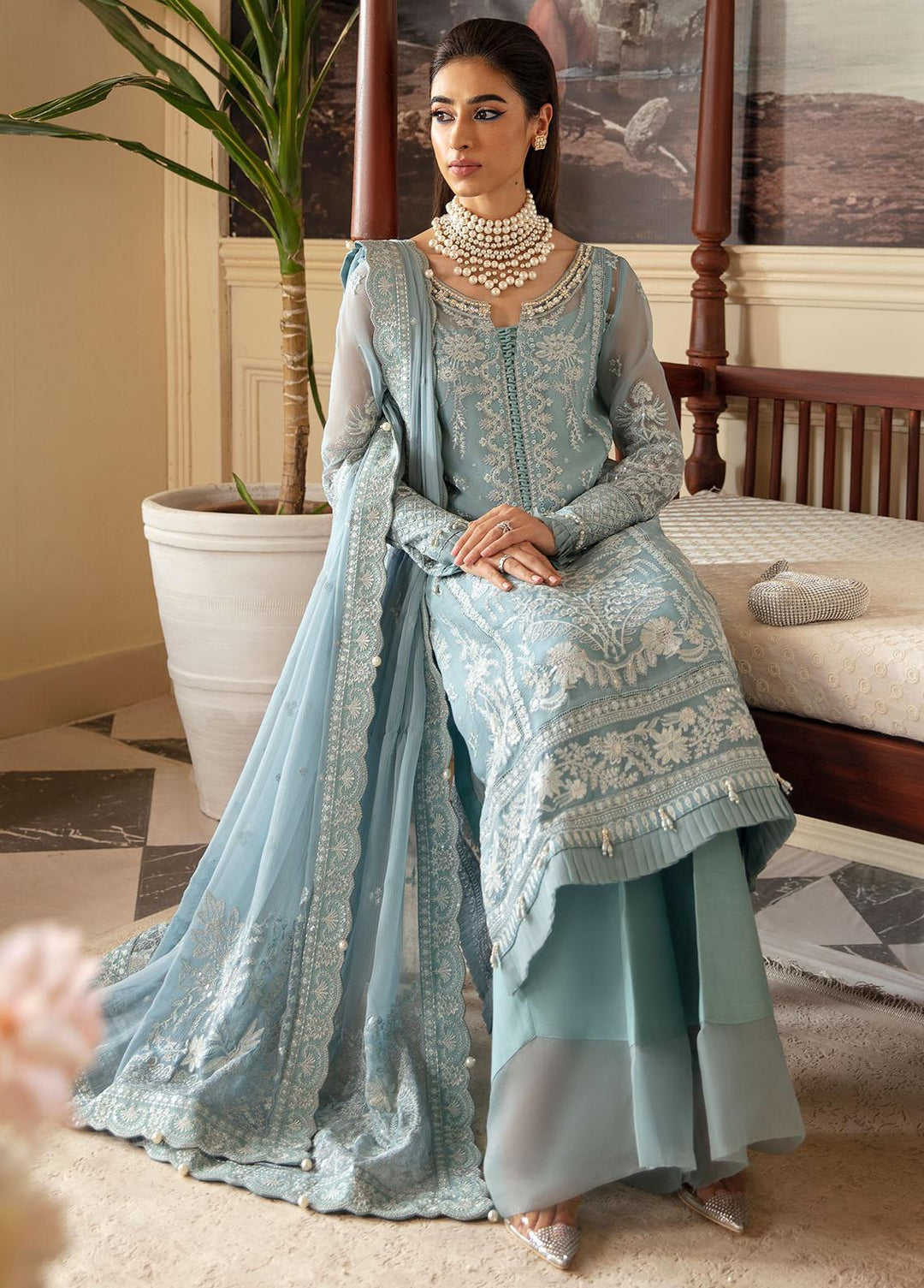 Gulaal Embroidered Chiffon Suits Unstitched 4 Piece GL23ELC GL-EC-23V1-05 CALYPSO - Luxury Collection