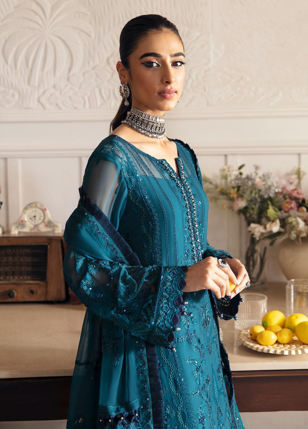 Gulaal Embroidered Chiffon Suits Unstitched 4 Piece GL23ELC GL-EC-23V1-08 MARLEEN - Luxury Collection