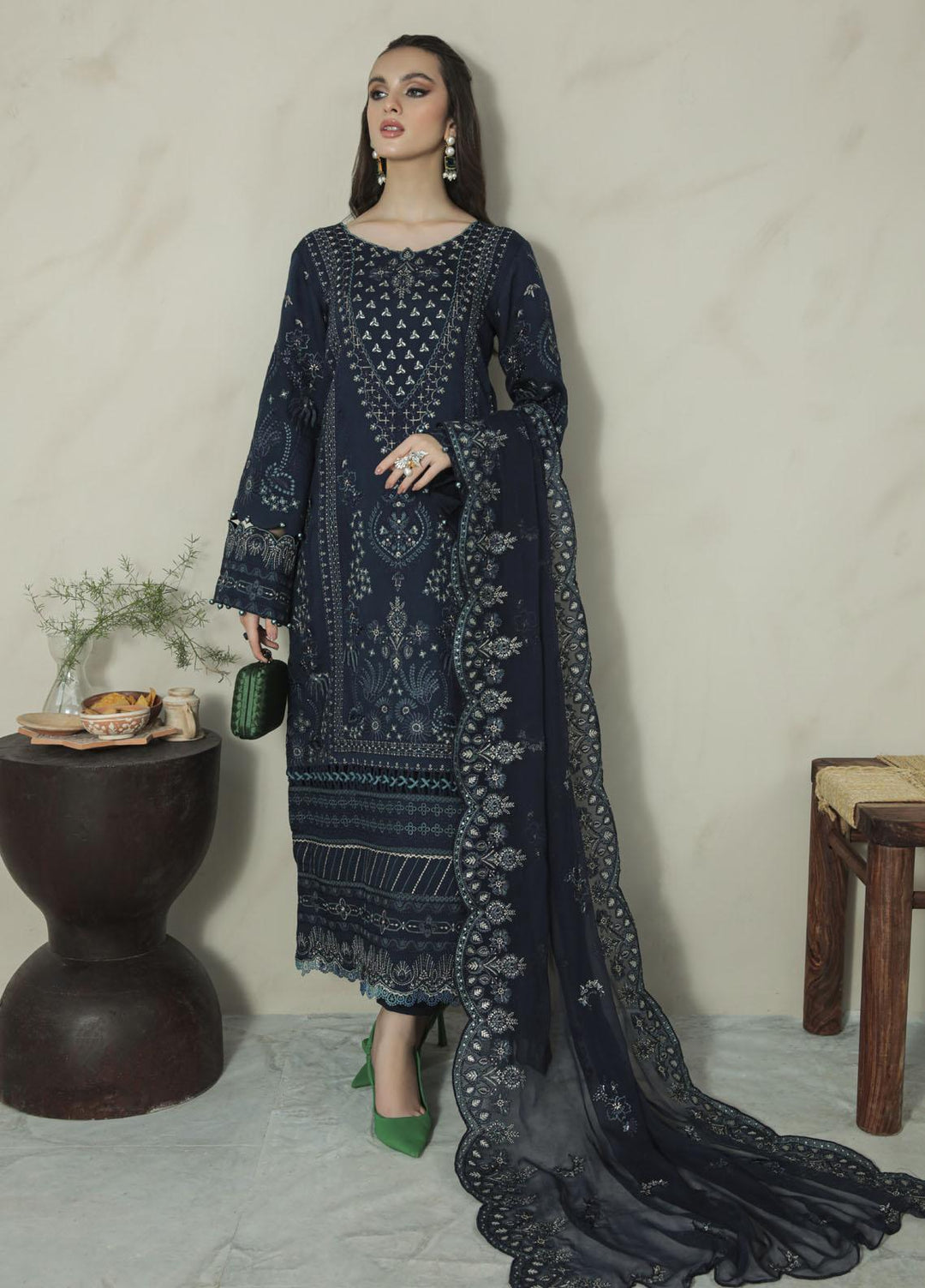 Gulaal Pret Embroidered Khaadi Net 3 Piece Suit GL22EP Lara