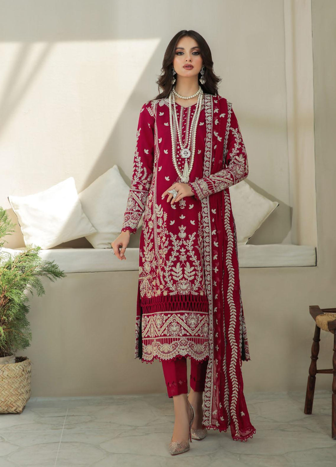 Gulaal Pret Embroidered Khaadi Net 3 Piece Suit GL22EP Lyanna