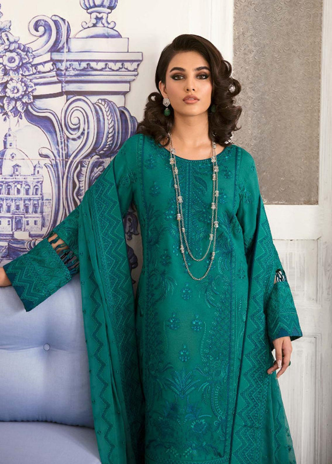 Gulaal Pret Embroidered Khaadi Net 3 Piece Suit GL23P GL-EP23V1-16 Sairaab