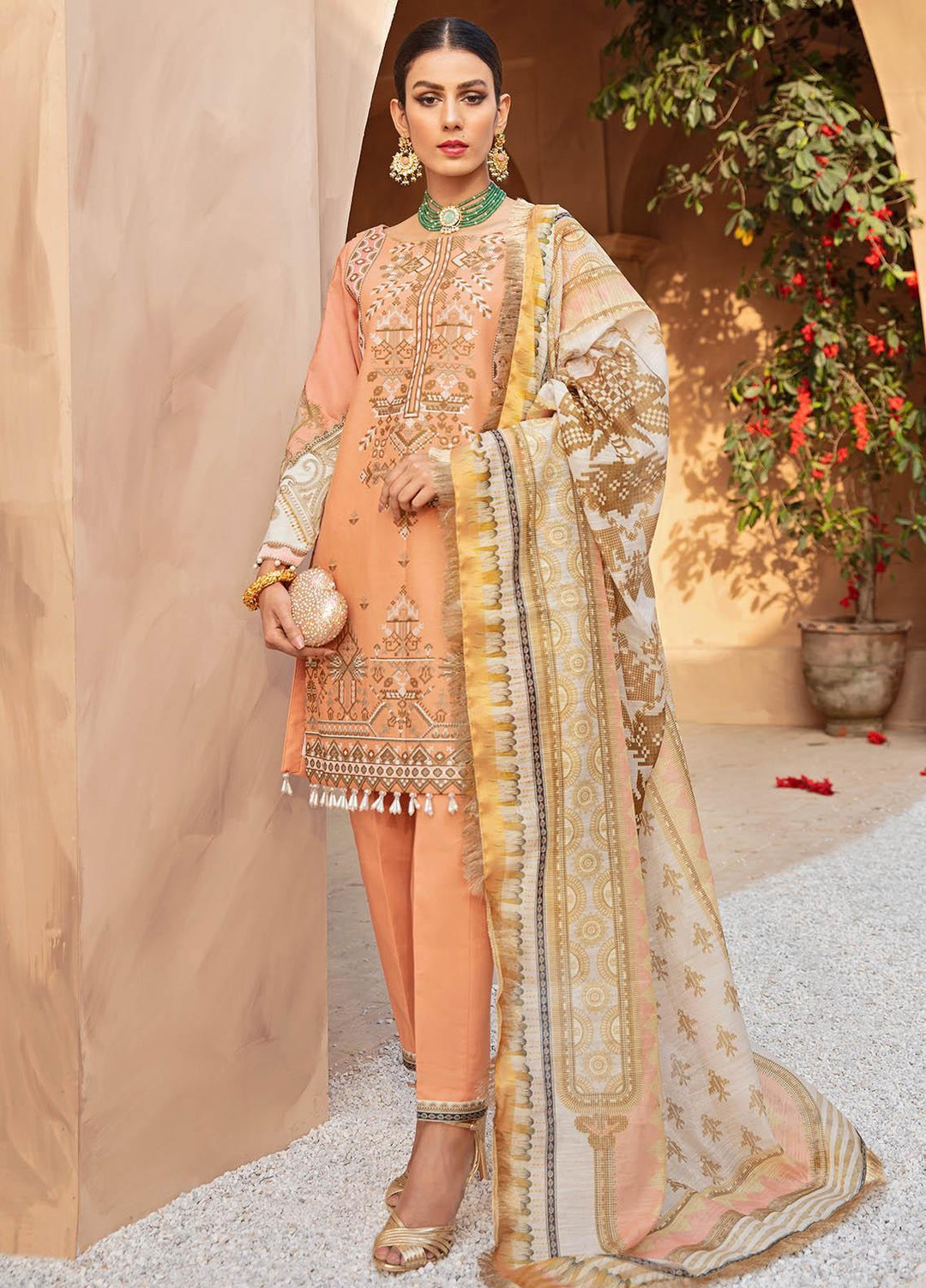 Gulaal Embroidered Lawn Suits Unstitched 3 Piece GL21LL 06 Amber - Luxury Collection