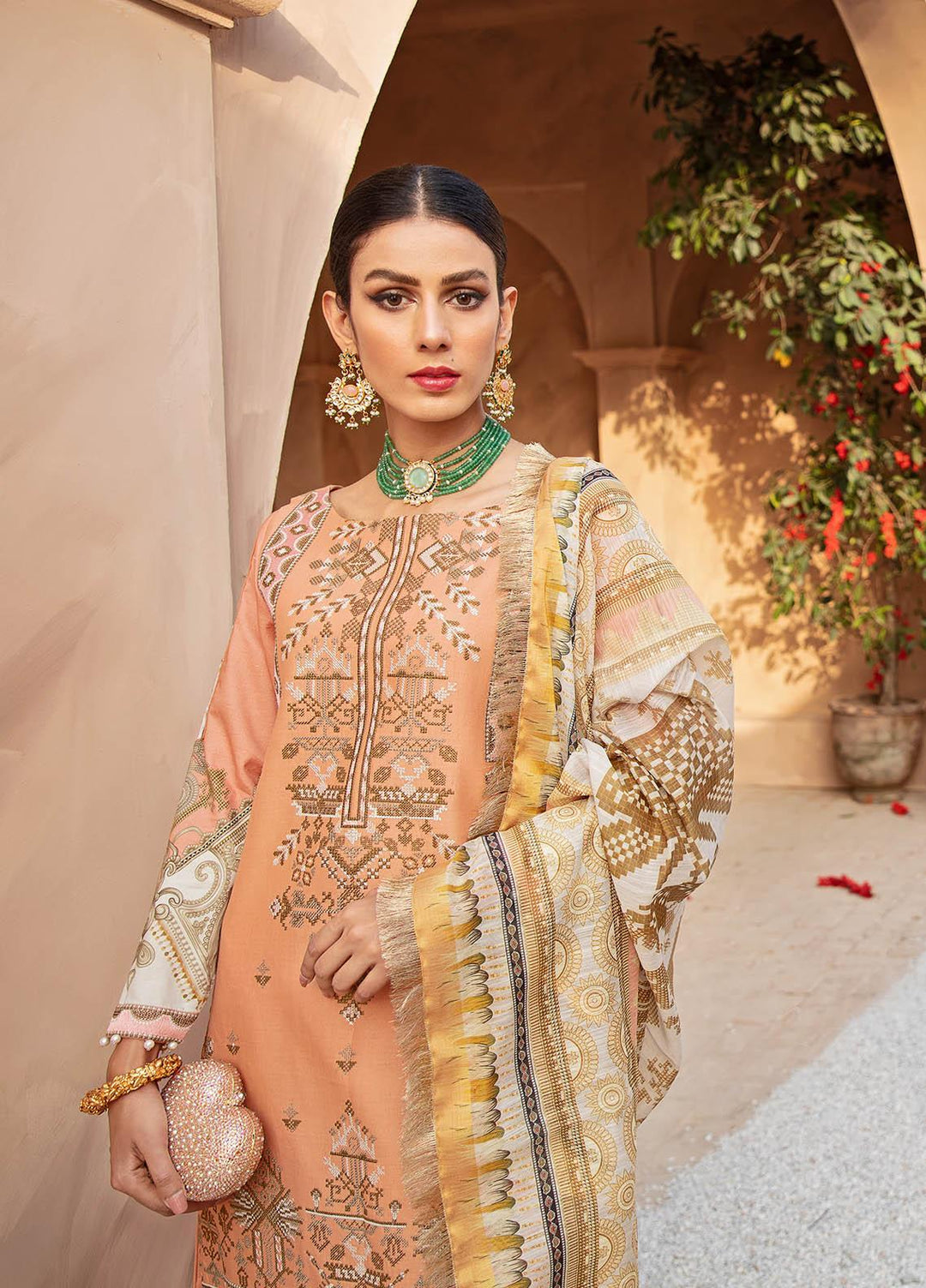 Gulaal Embroidered Lawn Suits Unstitched 3 Piece GL21LL 06 Amber - Luxury Collection