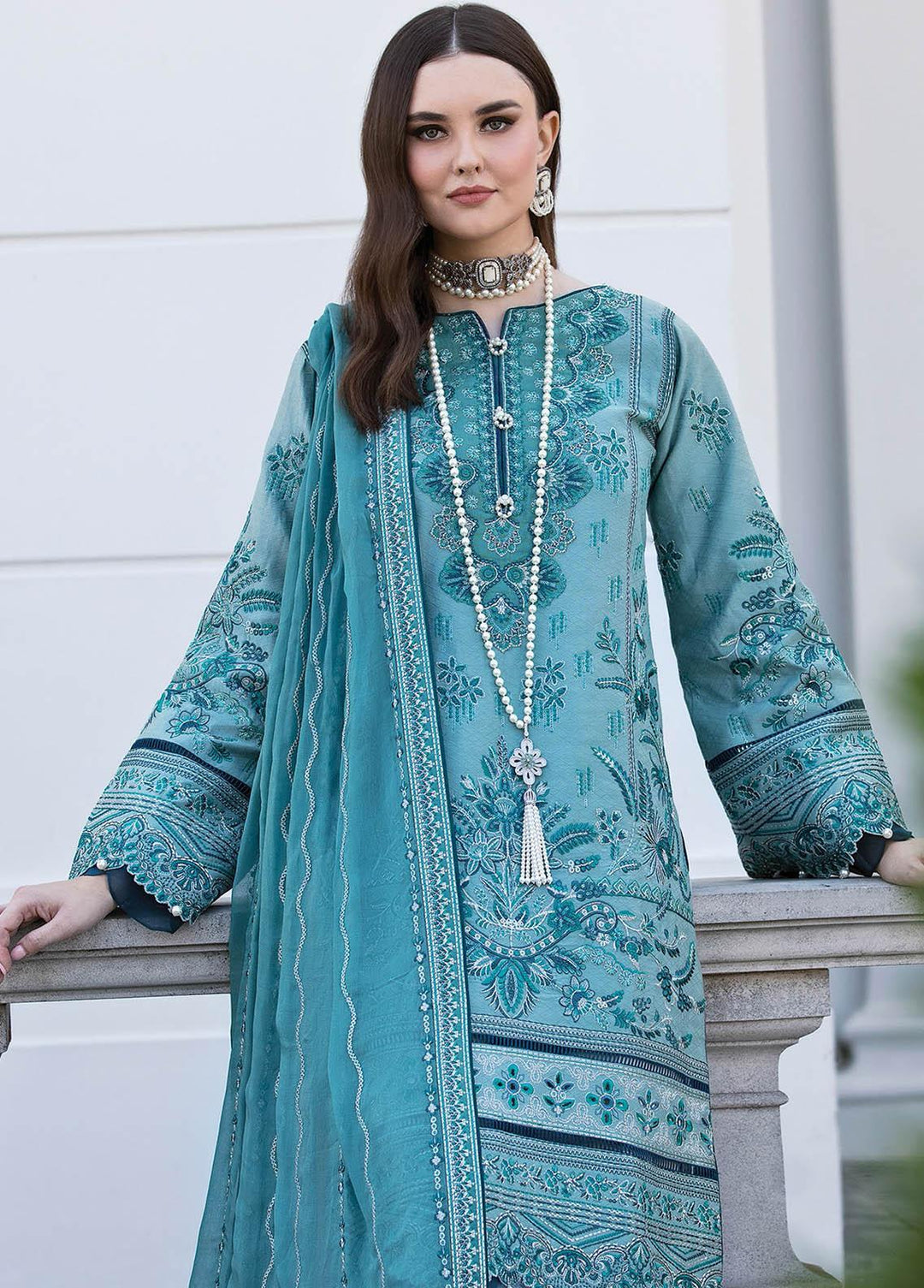 Gulaal Embroidered Lawn Suits Unstitched 3 Piece GL23LL 04 Fairouzah - Luxury Collection