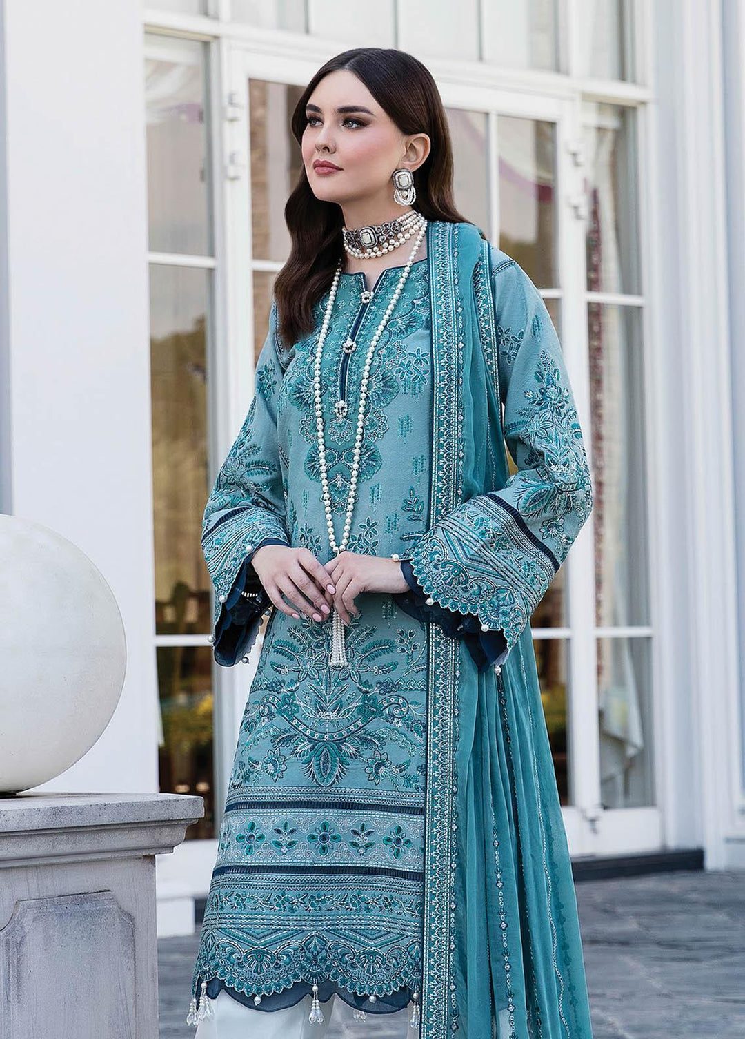 Gulaal Embroidered Lawn Suits Unstitched 3 Piece GL23LL 04 Fairouzah - Luxury Collection