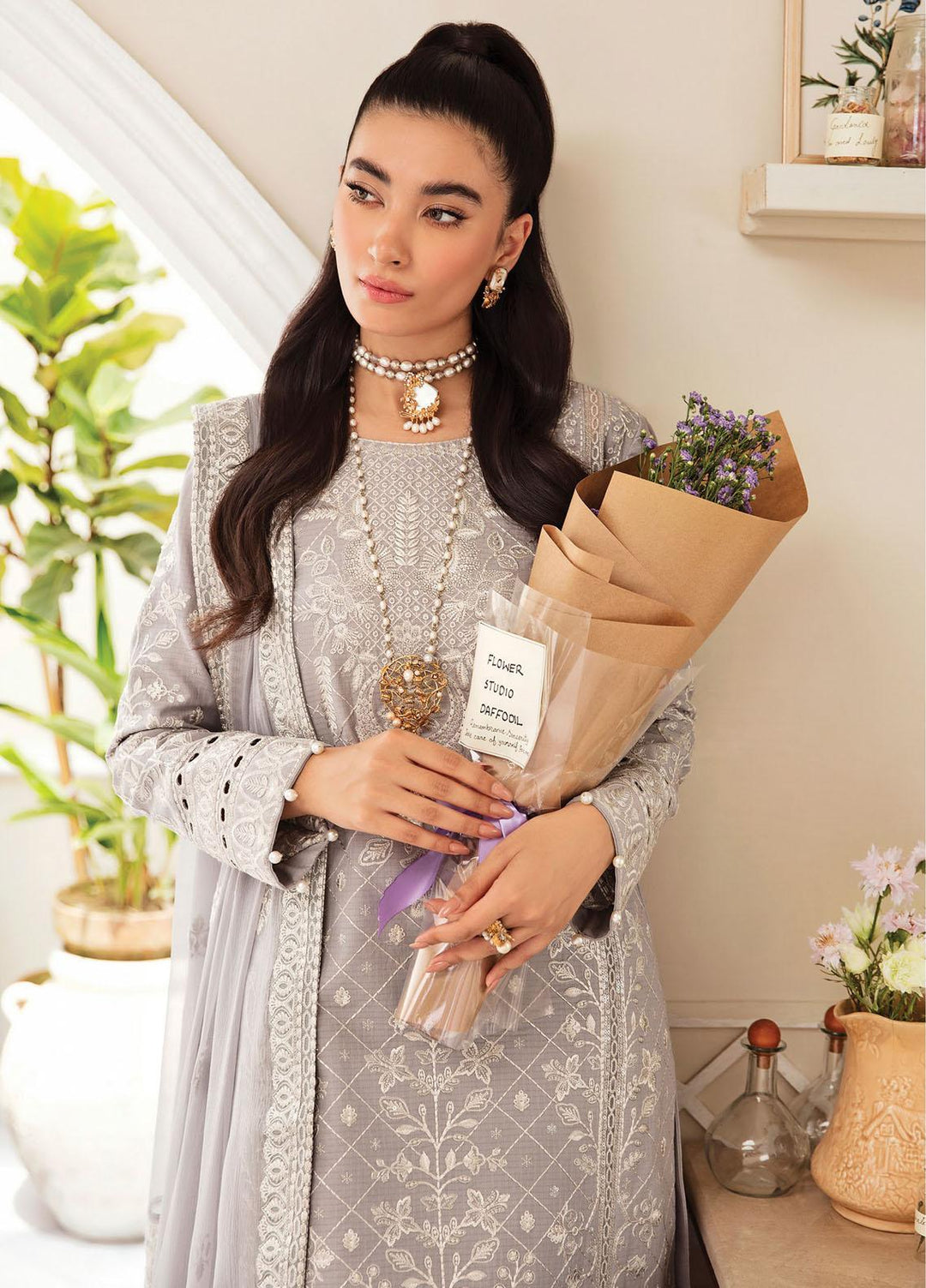 Gulaal Embroidered Lawn Suits Unstitched 3 Piece GL23LL-V2 D-02 Neeshay - Luxury Collection