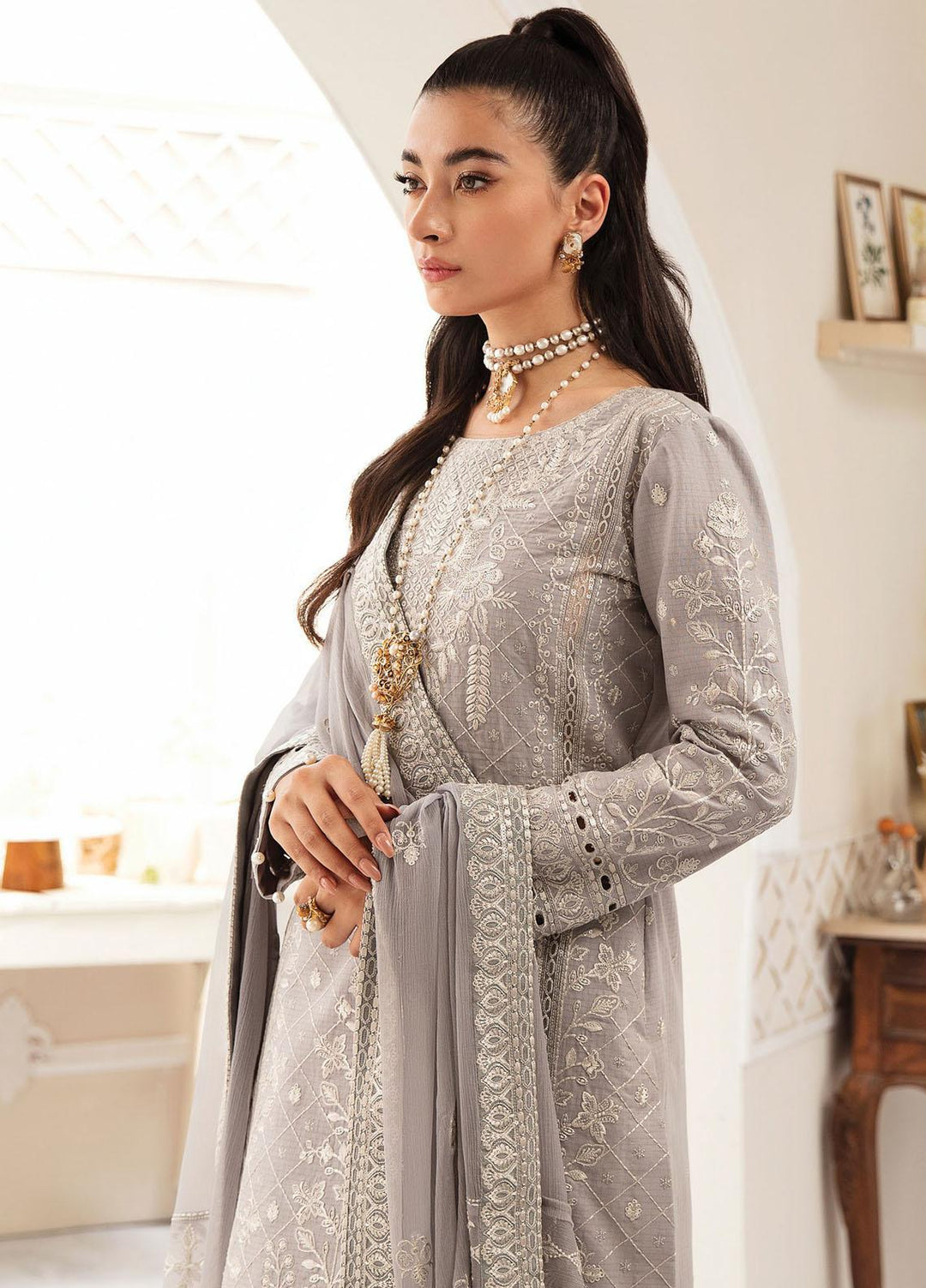 Gulaal Embroidered Lawn Suits Unstitched 3 Piece GL23LL-V2 D-02 Neeshay - Luxury Collection