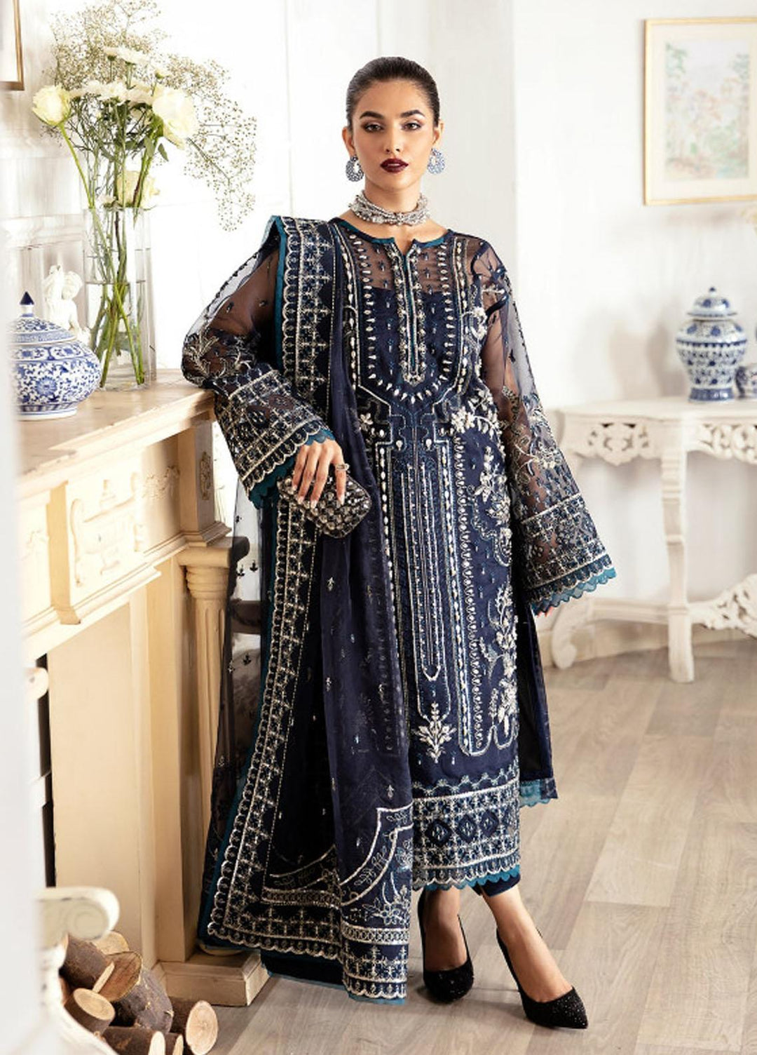 Gulaal Embroidered Organza Suits Unstitched 4 Piece GL23UL-V2 GL-LP-V2-15 Sabela - Luxury Collection
